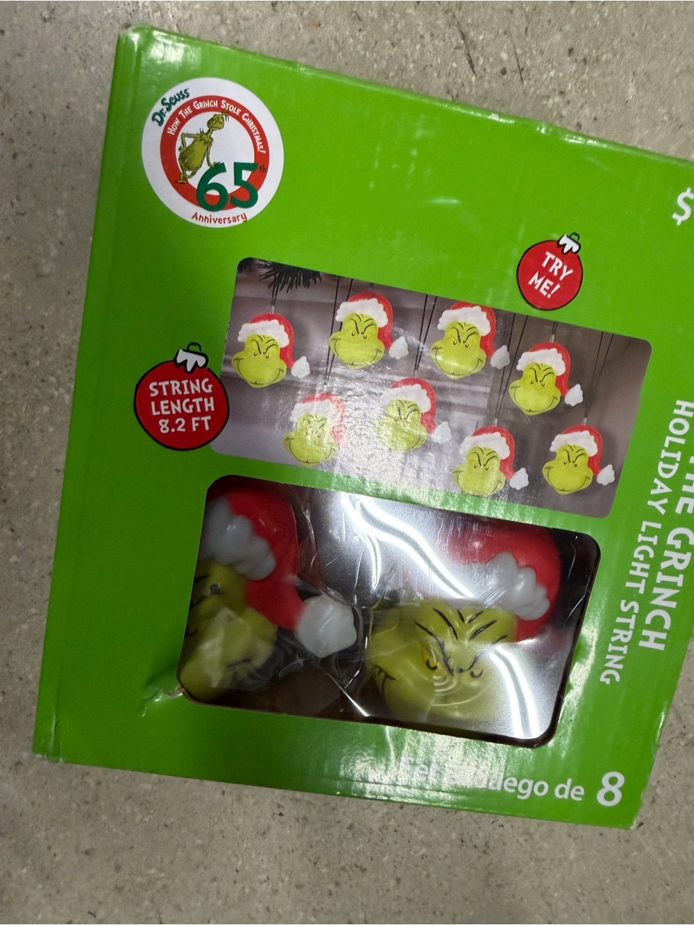 Dr. Seuss The Grinch Holiday Light String 8.2 length - 65th anniversary